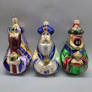 ORNAMENTS 3 WISEMEN/KINGS HALLMARK CHRISTMAS 1998 4.5" HAND BLOWN NIB